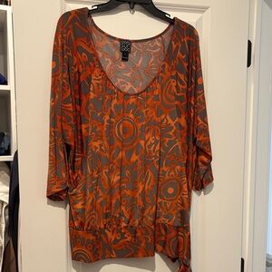 CLARA SUNWOO Orange and Gray Patterned Tunic
